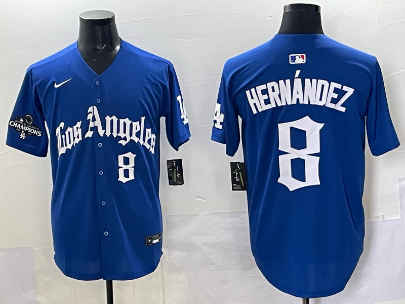 Men Los Angeles Dodgers #8 Hernandez Blue 2025 Nike MLB Jersey style 001->houston astros->MLB Jersey